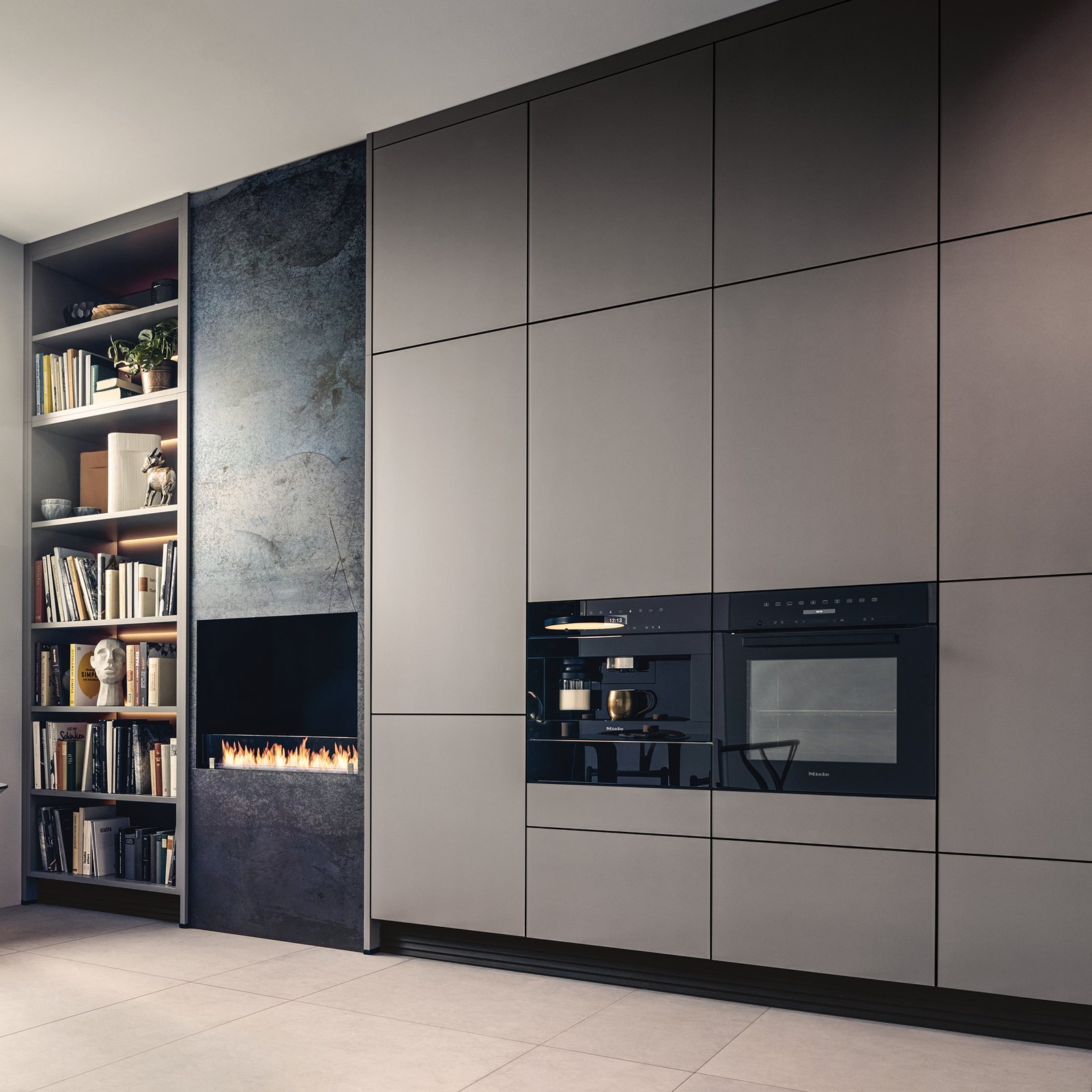 next125 keuken met Single Line fronten en ingebouwde apparatuur